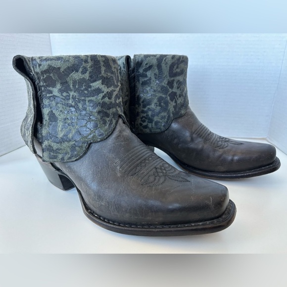 Sonora Cassidy Foldover Tooled Distressed Leather Western Cowgirl Boots Size 7.5 - Picture 3 of 10